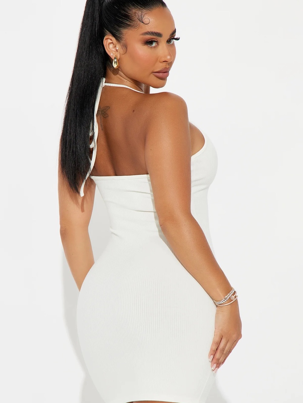 Skyler Snatched Mini Dress - Off White - Picture 2 of 3